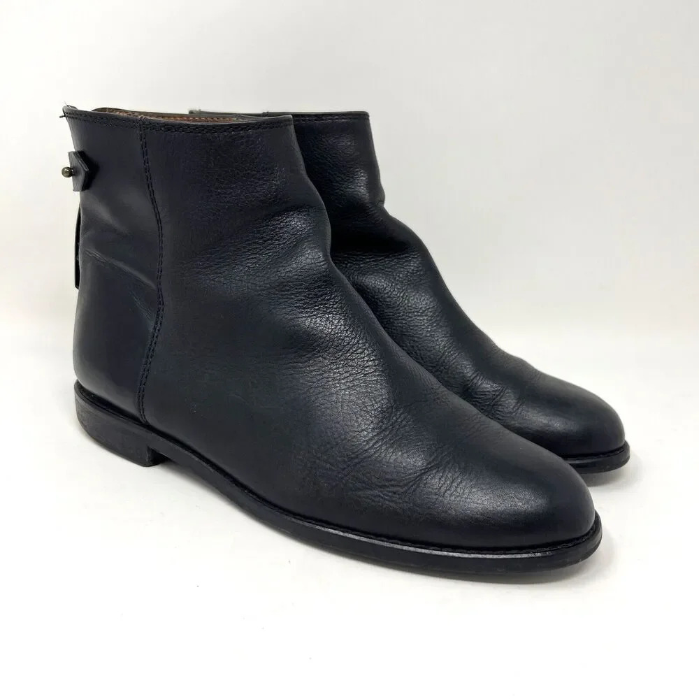 Madewell Hayes Boots Pebbled Black Leather Zip Booties B2064 Women’s Size 8.5